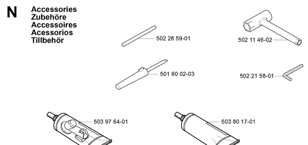 Accessories Diagram and Parts List for 322E 20010100001-Current Husqvarna Edger