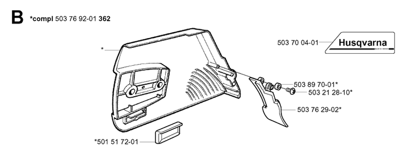 Clutch Cover 2 Diagram and Parts List for 372XP/ (XPG)(20034000001-20051800000) Husqvarna Chainsaw