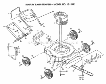 Page A Diagram and Parts List for 1B101E 1996 Husqvarna Lawn Mower
