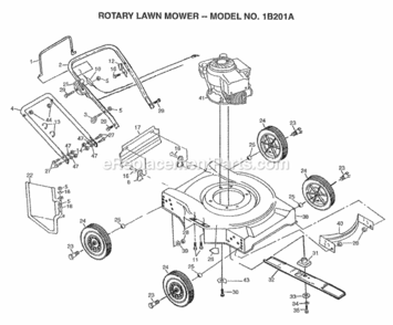 Page A Diagram and Parts List for 1B201A 1996 Husqvarna Lawn Mower