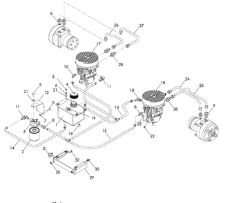 Hydraulic Pump - Motor Diagram and Parts List for LZ6130 (968999675)(2008-12) Husqvarna Lawn Mower