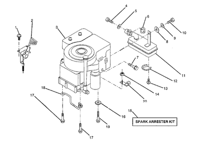 Engine / Throttle Diagram and Parts List for LT92012 (954000251-A)(1993-01) Husqvarna Lawn Tractor