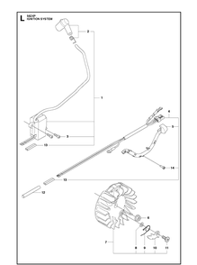 Ignition System Diagram and Parts List for 562XP 2011-06 Husqvarna Chainsaw