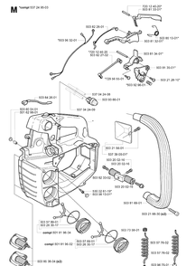 Fuel Tank And Handle Diagram and Parts List for 338XPT 20043100001-20051000000 Husqvarna Chainsaw
