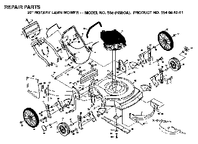 Product Complete Diagram and Parts List for 56C (H56CA, 954065201)(1994-01) Husqvarna Lawn Mower