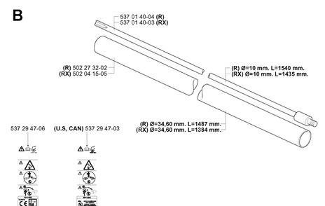 Shaft Diagram and Parts List for 250R  Husqvarna Brush Cutter
