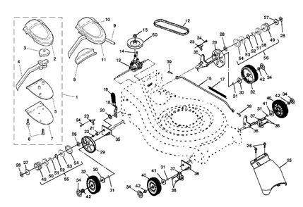 Drive Assembly Diagram and Parts List for 5521RS (954223470-D)(2004-07) Husqvarna Lawn Mower