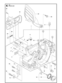 Crankcase Diagram and Parts List for 135E  Husqvarna Chainsaw