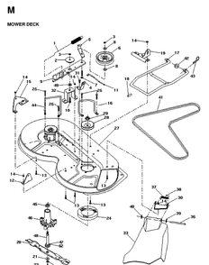 Mower Deck / Cutting Deck Diagram and Parts List for LT125 1998-02 Husqvarna Lawn Tractor