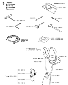 Accessories 2 Diagram and Parts List for 265RX 20012600001-20023100000 Husqvarna Brush Cutter