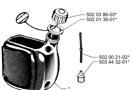 Fuel Tank Diagram and Parts List for 265RX 1999-03 Husqvarna Brush Cutter