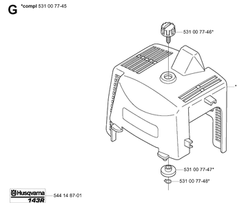 Cylinder Cover Diagram and Parts List for 143R 20054100001-20065299999 Husqvarna Brush Cutter