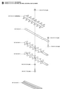 Cutting Equipment Diagram and Parts List for 325HDA55 (X-SERIES)(20054000001-Current) Husqvarna Hedge Trimmer