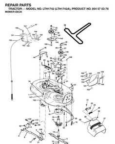 Mower Deck / Cutting Deck Diagram and Parts List for LTH1742-LTH1742A 2002-11 Husqvarna Lawn Tractor
