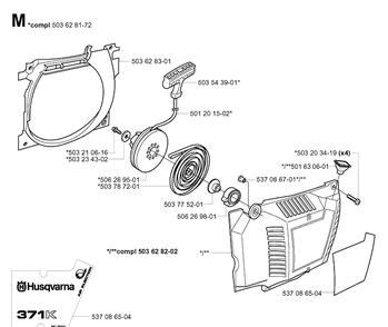 Starter Diagram and Parts List for 371K 2002-01 Husqvarna Lawn Tractor Accessories