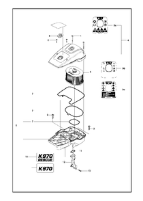Air Filter Cover Diagram and Parts List for K970III 2016-07 Husqvarna Circular Saw