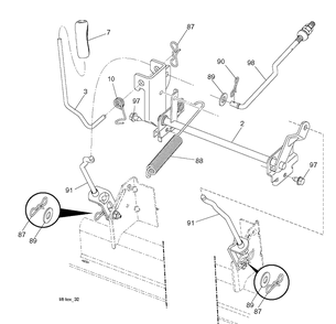 Mower Lift Lever Diagram and Parts List for YTA19K42 (96048006800)(2013-09) Husqvarna Lawn Tractor
