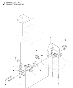 Carburetor And Air Filter Diagram and Parts List for 327HE4 X-SERIES Husqvarna Hedge Trimmer