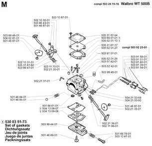 Carburetor Details Diagram and Parts List for 225HBV 20000100001-Current Husqvarna Leaf Blower / Vacuum
