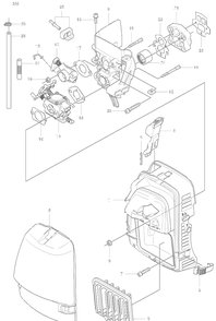 Carb / Intake-Partition Wall / Air Box / Air Filter Diagram and Parts List for 355 2007-07 Husqvarna Brush Cutter