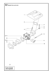 Carburetor And Air Filter Diagram and Parts List for 61  Husqvarna Chainsaw