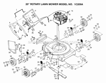 Page A Diagram and Parts List for 1C209A 1999 And Before Husqvarna Lawn Mower