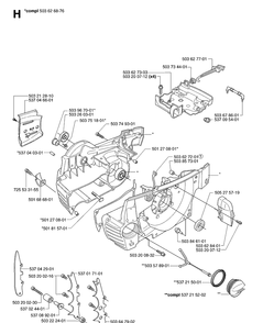 Crankcase Diagram and Parts List for 365 20070900001-20101800000 Husqvarna Chainsaw