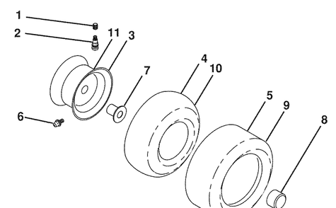 Wheels And Tires Diagram and Parts List for 2748GLS (96043007800)(2008-12) Husqvarna Lawn Mower