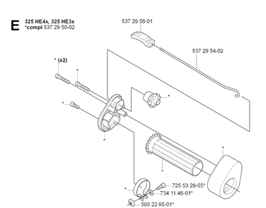 Controls Diagram and Parts List for 325HE3 (X-SERIES)(20070100001-20090900000)(2007) Husqvarna Hedge Trimmer