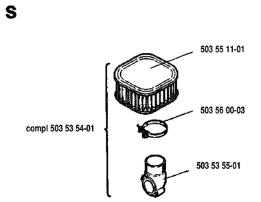 Air Filter Diagram and Parts List for 268 19933600001-19970100000 Husqvarna Chainsaw