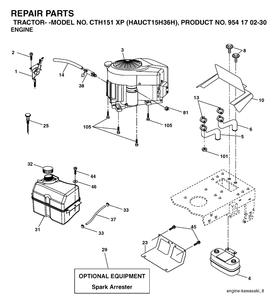 Engine Diagram and Parts List for CTH151XP (HAUCT15H36H)(2005-05) Husqvarna Lawn Tractor
