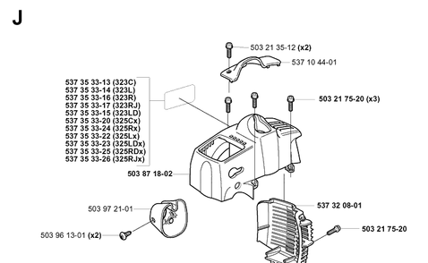 Cover Diagram and Parts List for 323L 20051800001-20061400000 Husqvarna Edger