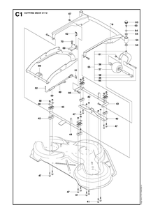 44 Inch/112cm Cutting Deck Diagram and Parts List for R316TXSAWD (966757801)(2012) Husqvarna Lawn Mower