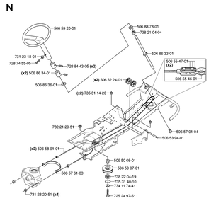 Steering Diagram and Parts List for R15-V2AWD (965080101)(2006-05) Husqvarna Lawn Tractor