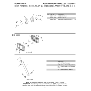 Skid Show Diagram and Parts List for 970528602  Husqvarna Snow Blower