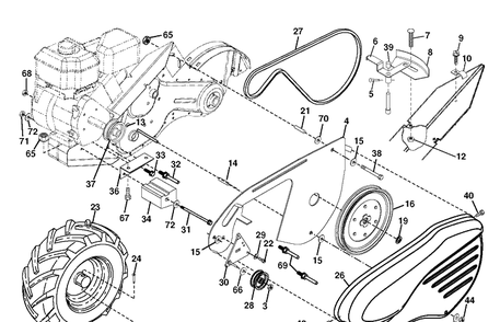 Mainframe, Left Side Diagram and Parts List for DRT900H (96093001204)(2013-03) Husqvarna Cultivator