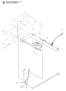 Height Adjustment Diagram and Parts List for RIDER175 (966828401)(2008-05) Husqvarna Lawn Mower