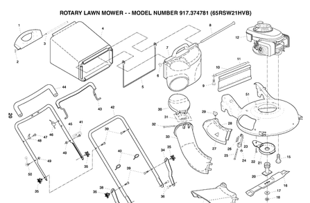 Repair Parts 2 Diagram and Parts List for 65RSW21HVA (65 C21HVB)(2003-10) Husqvarna Lawn Mower