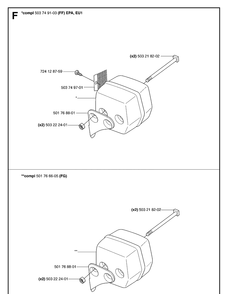 Muffler Diagram and Parts List for 55 20070500001-Current Husqvarna Chainsaw