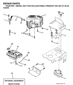 Engine Diagram and Parts List for YTH2148-LO21H48D 2004-03 Husqvarna Lawn Tractor