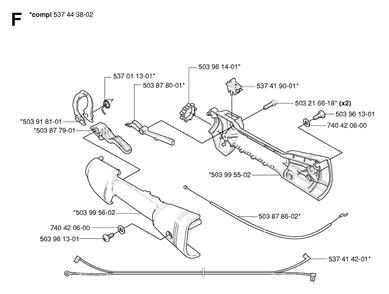 Throttle Controls Diagram and Parts List for 326HE4X 20054000001 - 20090900000 Husqvarna Hedge Trimmer