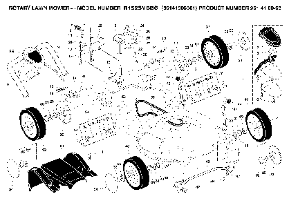 Product Complete Diagram and Parts List for R152SVH-BBC (96141006301, 961410063)(2008-02) Husqvarna Lawn Mower