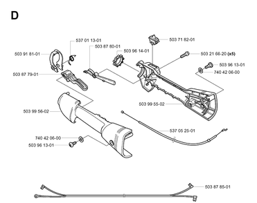 Handle And Controls Diagram and Parts List for 326P 20013500001-20021799999 Husqvarna Pole Saw