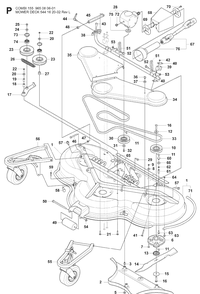 61 Inch/155cm Cutting Deck Diagram and Parts List for PT26D (965160601)(2008-02) Husqvarna Lawn Mower