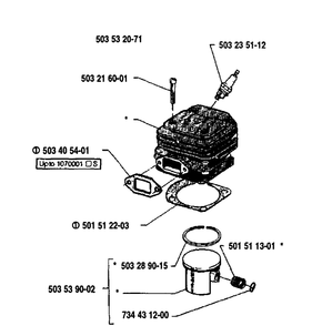 Piston/Cylinder Diagram and Parts List for 61 1991-03 Husqvarna Chainsaw