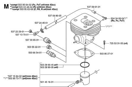 Cylinder Cover Diagram and Parts List for 343R 20064000001-20103600000 Husqvarna Brush Cutter