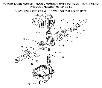 Gear Case Diagram and Parts List for R152SVH-BBC (96141006303, 961410063)(2008-02) Husqvarna Lawn Mower