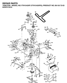 Mower Deck / Cutting Deck Diagram and Parts List for YTH1542XP (954567253)(2003-03) Husqvarna Lawn Tractor