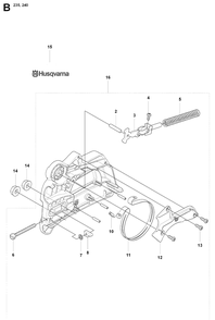 Chain Brake And Clutch Cover Diagram and Parts List for 235 20080100001-20091400000 Husqvarna Chainsaw