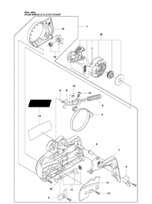 Chain Brake And Clutch Cover Diagram and Parts List for 435 20102300001-20111800000 Husqvarna Chainsaw